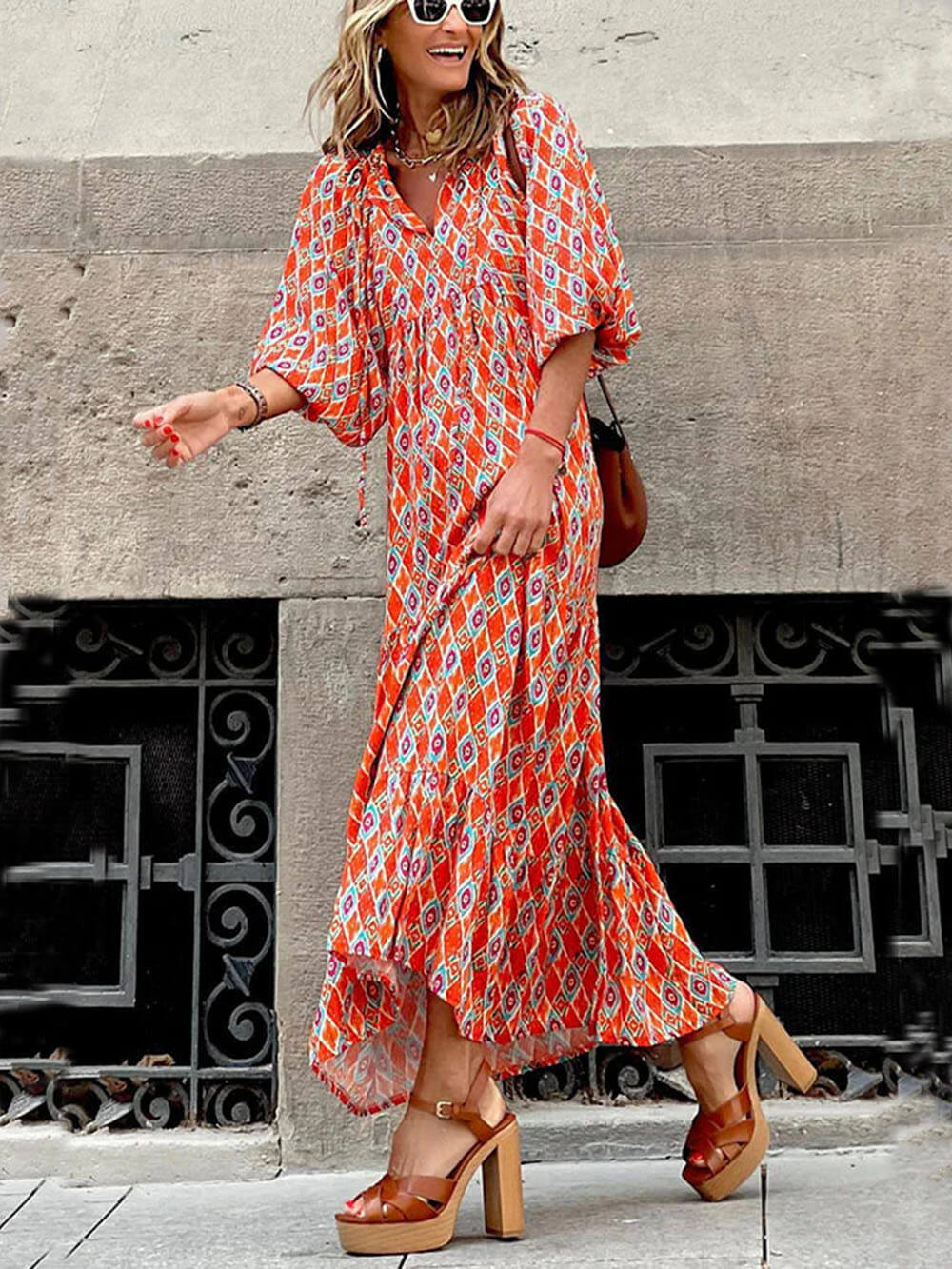 Ingrid - Loose Puff Sleeve Maxi Dress