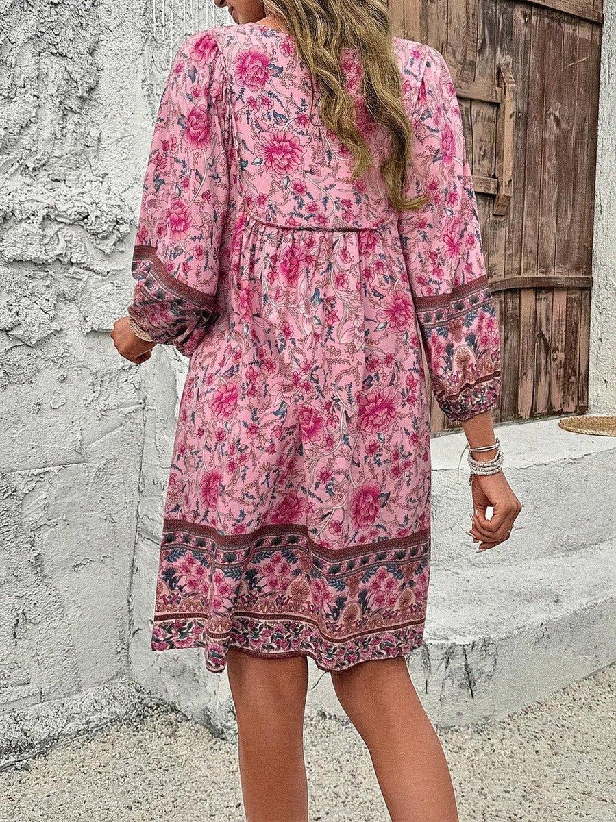 Luna | Mini Dress with Soft Print and V-Neck