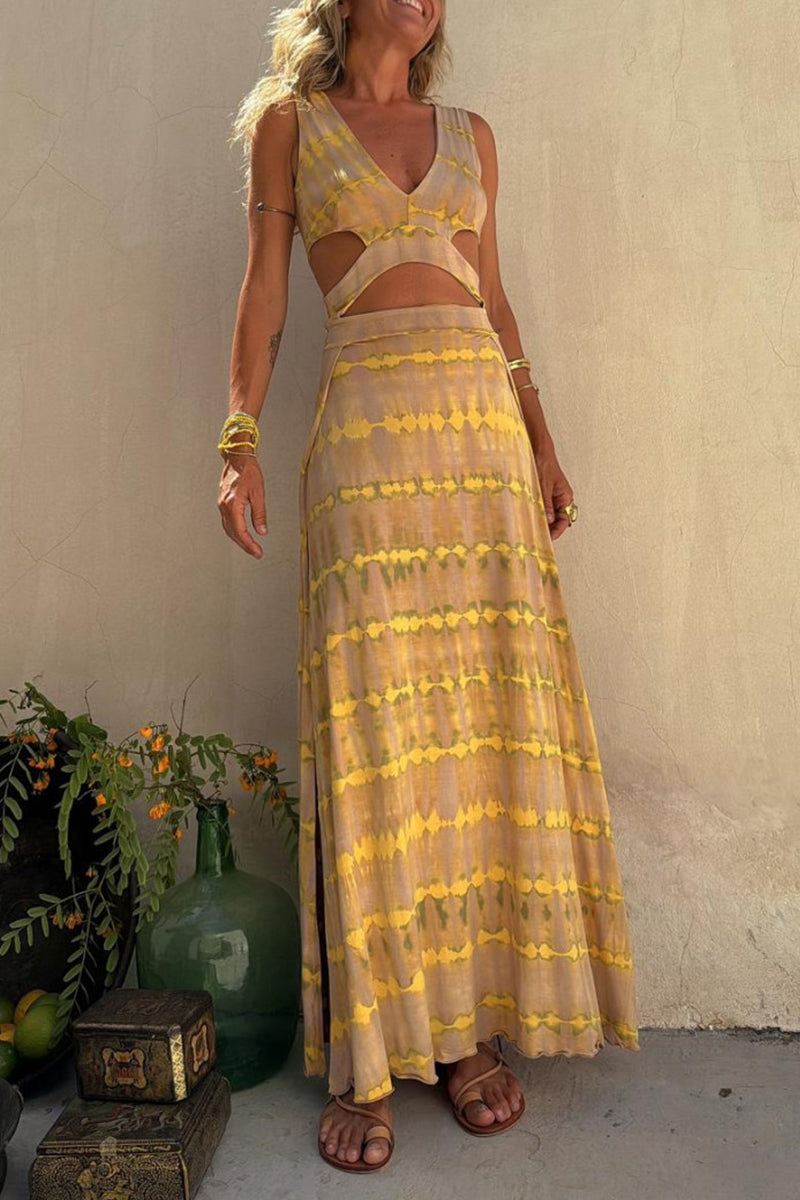 Vivienne - Boho Chic Tie-Dye Slit Dress