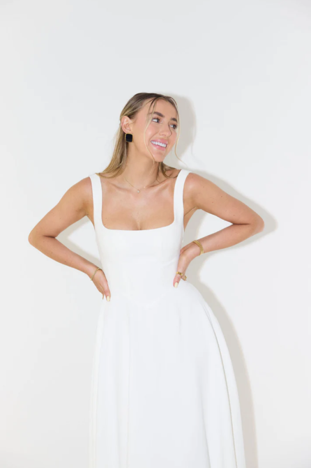 Whitney Midi Dress with Square Neckline