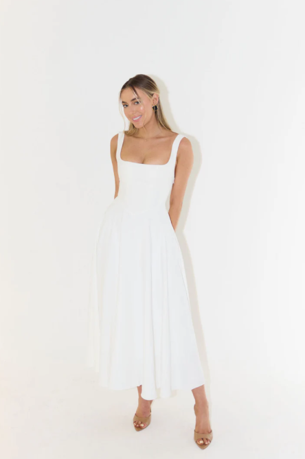 Whitney Midi Dress with Square Neckline