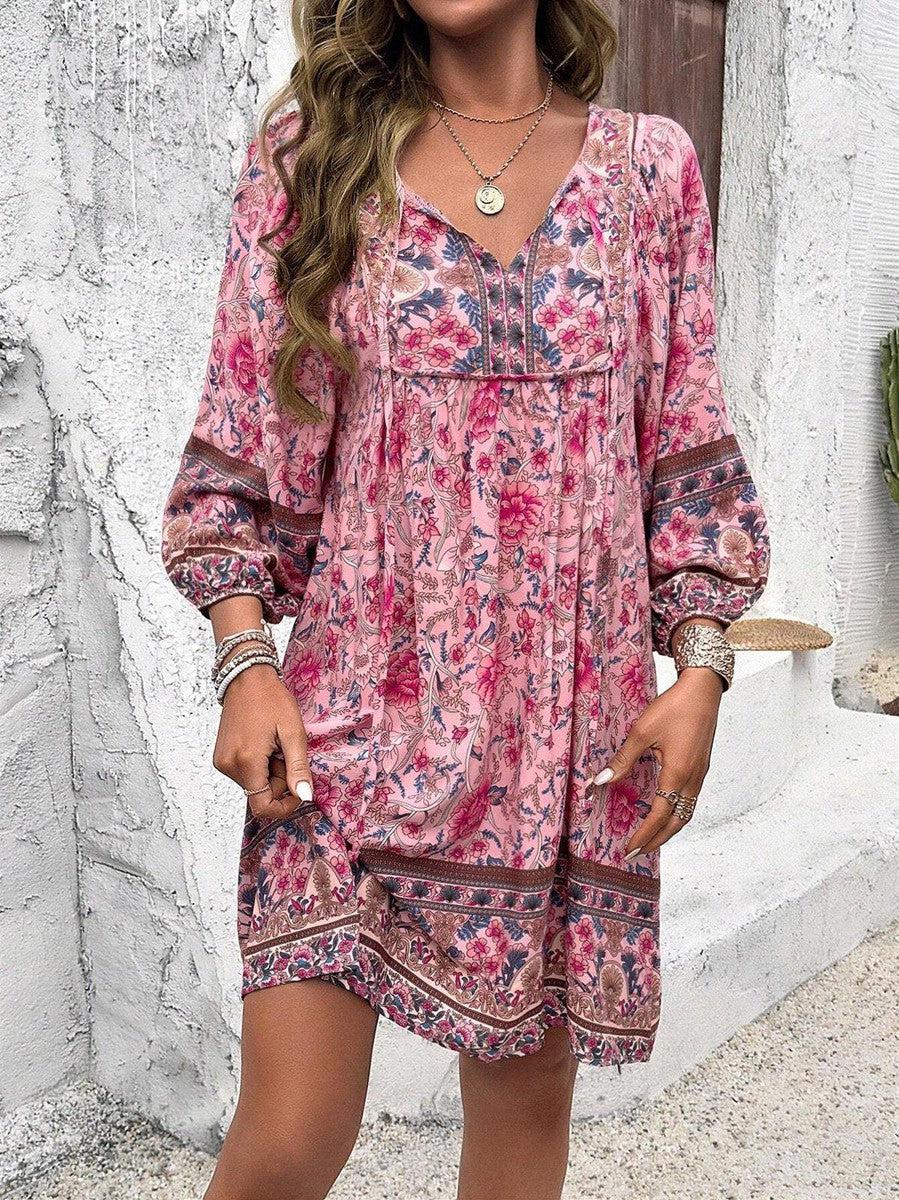 Luna | Mini Dress with Soft Print and V-Neck