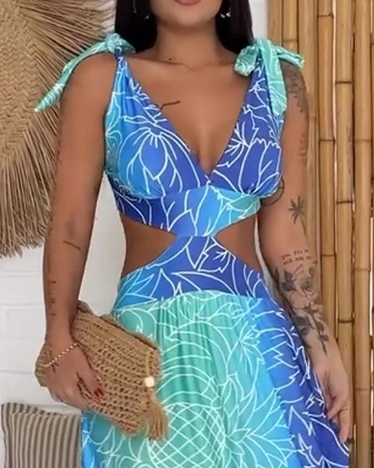 Yolanda - Summer Dress with Sleeveless Design and Graphic Lines