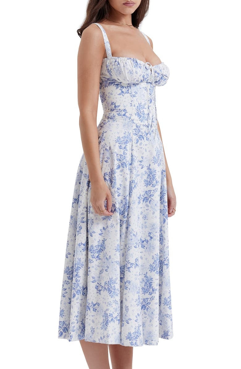 Martha-Feminine Bustier Dress with Floral Decor