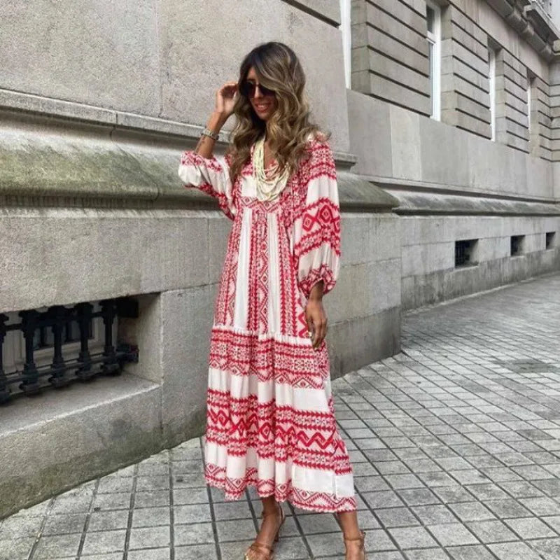 Elysia | Floral Print Boho Maxi Dress