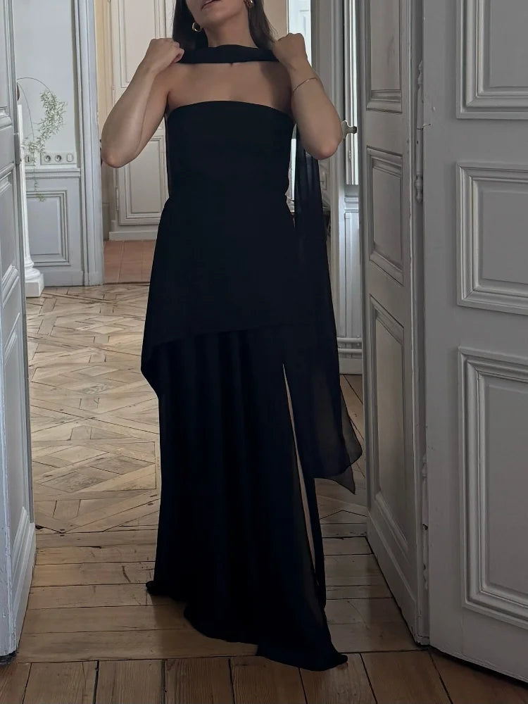 Isabella | White Strapless Maxi Dress with Scarf (Almost sold out)