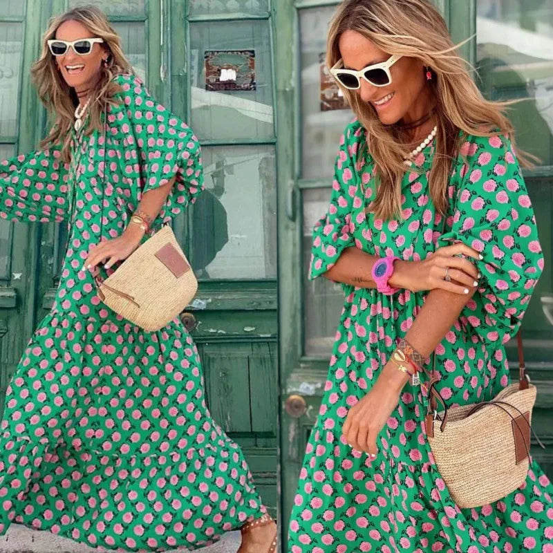 Elysia | Floral Print Boho Maxi Dress
