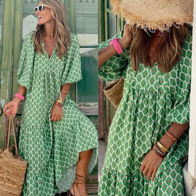 Elysia | Floral Print Boho Maxi Dress
