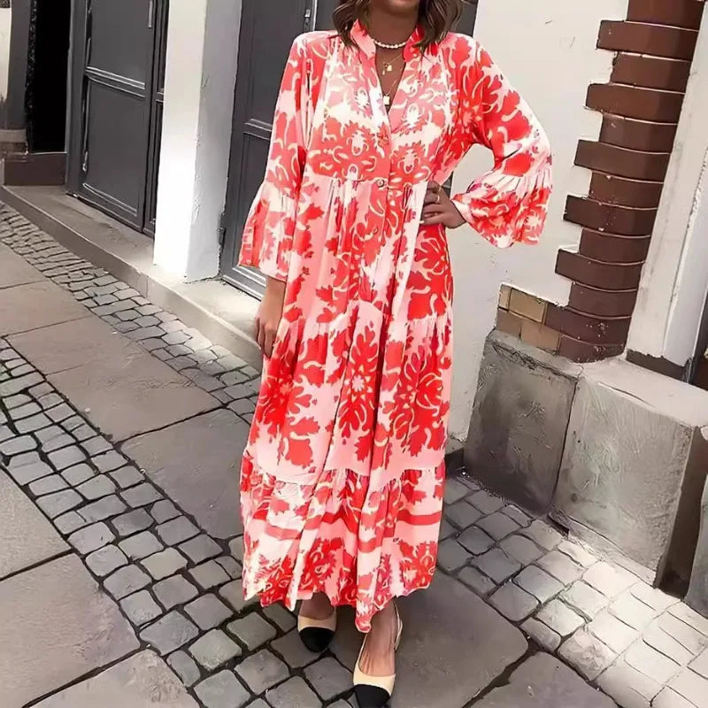 Isla | Lace-Up Printed Shirt Dress