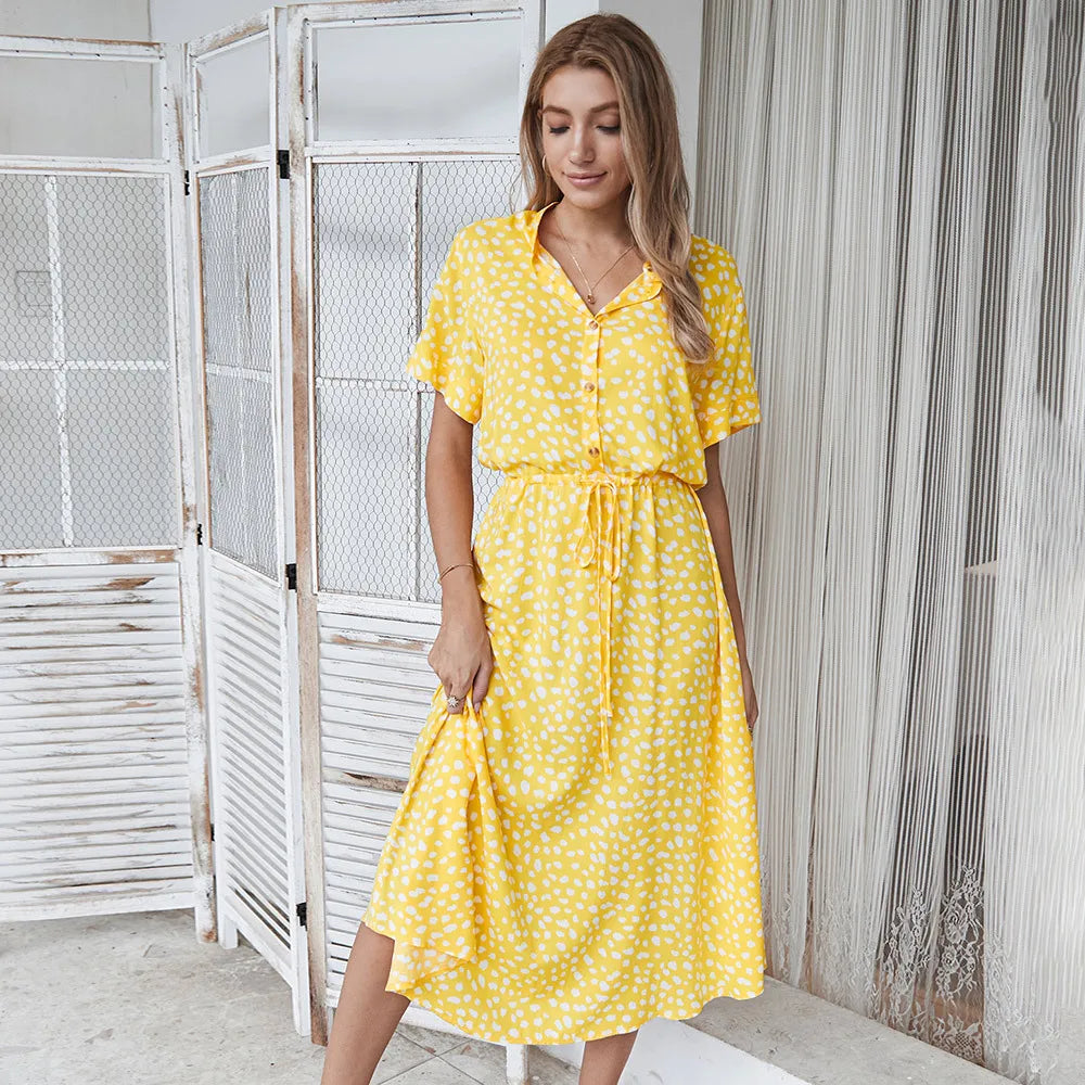 Florienne™ Vintage Waist-Tie Shirt Dress