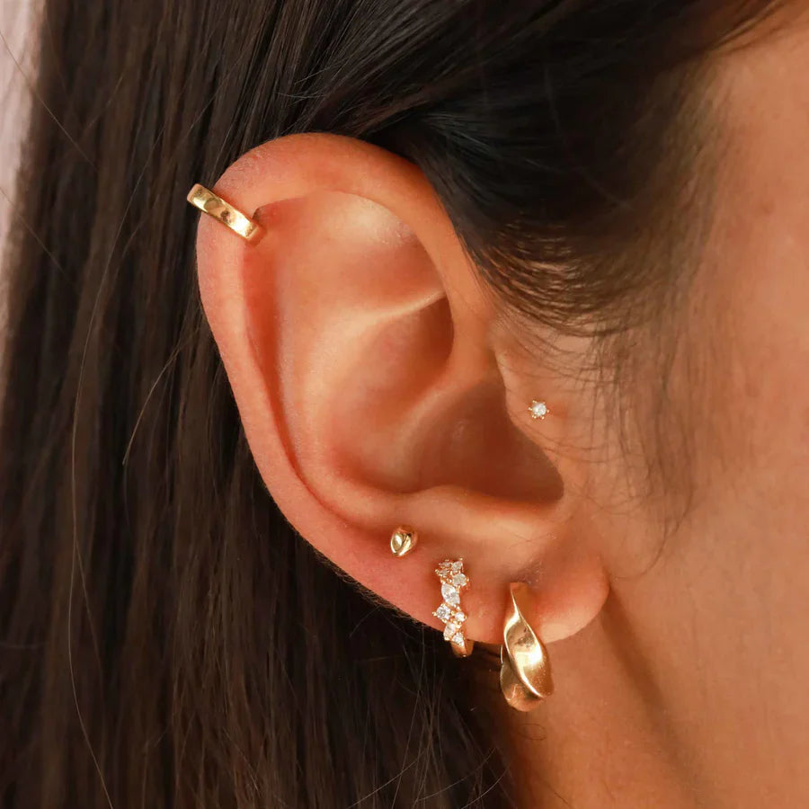 Crystal Cluster Huggies | Gold 18k