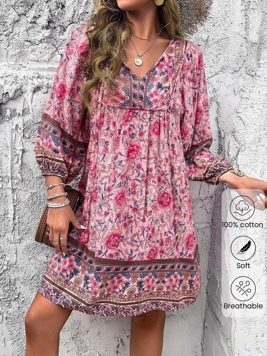 Luna | Mini Dress with Soft Print and V-Neck