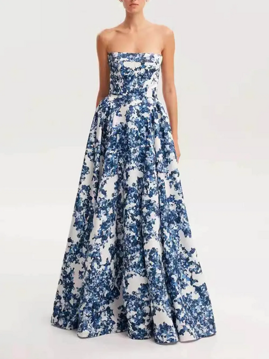 Cassandra | Strapless Floral Gown