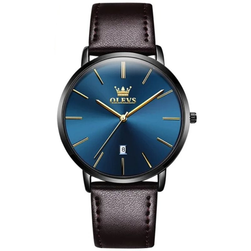 Leather Band Waterproof Car Date Watch
