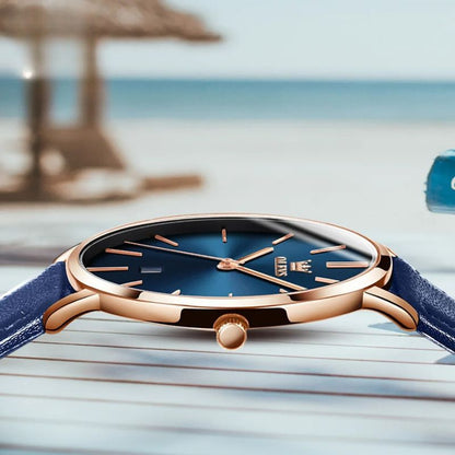 Leather Band Waterproof Car Date Watch