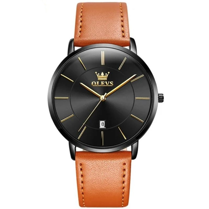 Leather Band Waterproof Car Date Watch