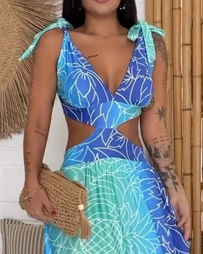Yolanda - Summer Dress with Sleeveless Design and Graphic Lines