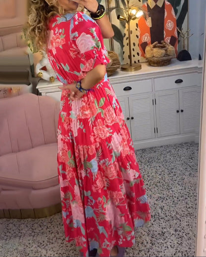Adelaide - Floral Print V-neck Pocket Dress
