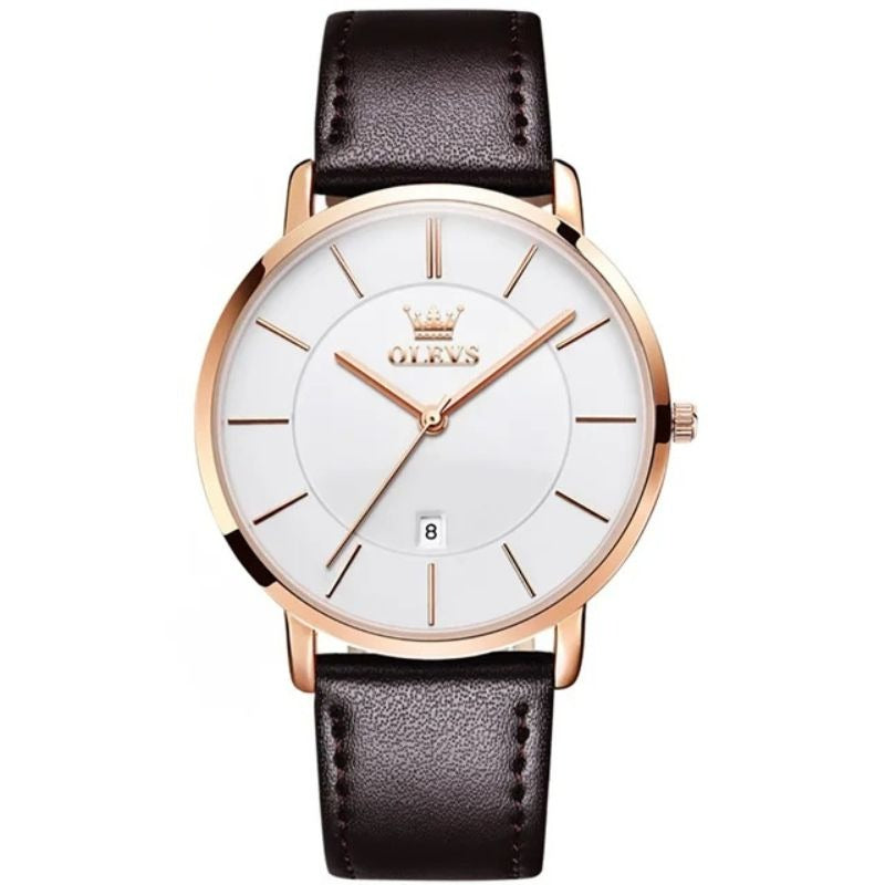 Leather Band Waterproof Car Date Watch
