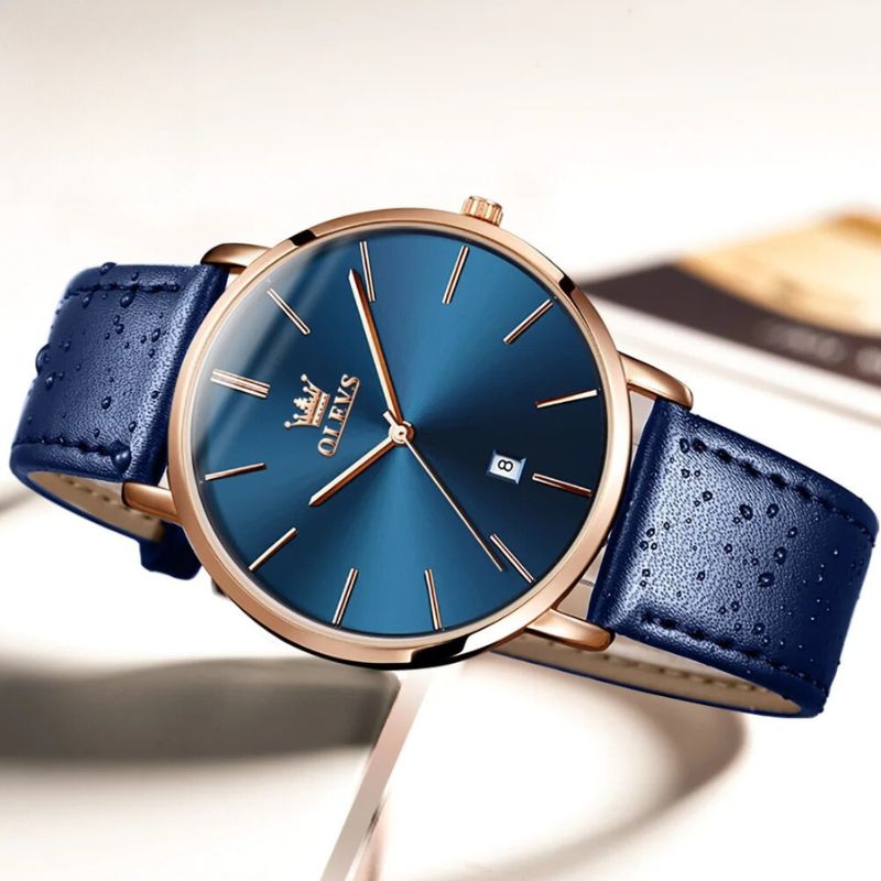 Leather Band Waterproof Car Date Watch