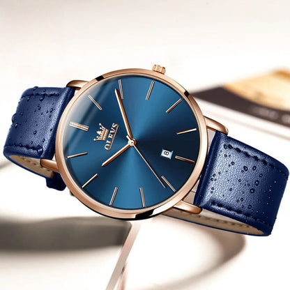 Leather Band Waterproof Car Date Watch