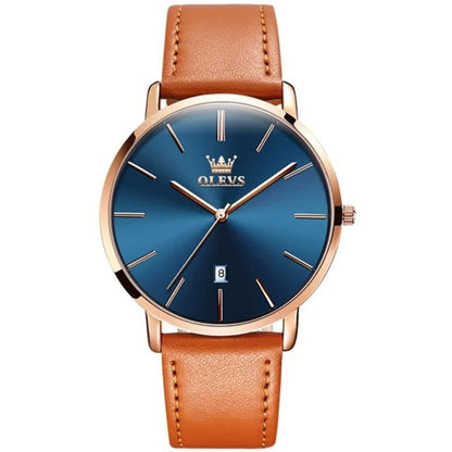 Leather Band Waterproof Car Date Watch