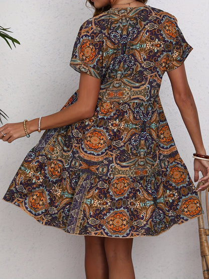 Isolde | Paisley Print V-Neck Dress