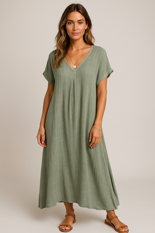 Célestine | Timeless mid-length dress with a V-neck
