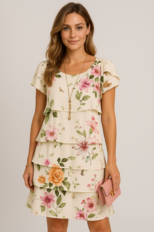 Elif™ | Pleated Floral Ruffled Robe