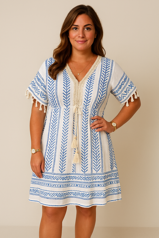 Gail | Vintage Bohemian Dress with Ethnic Print