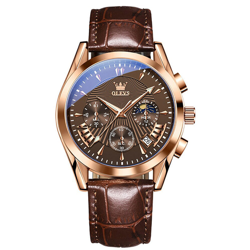Quartz Watch with Genuine Leather Band