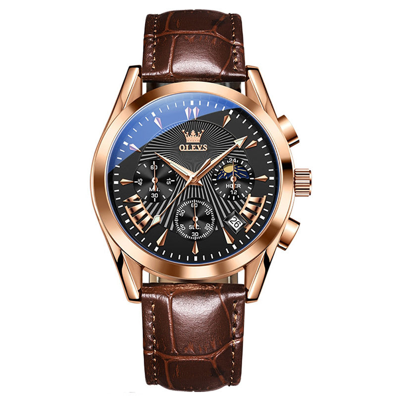 Quartz Watch with Genuine Leather Band