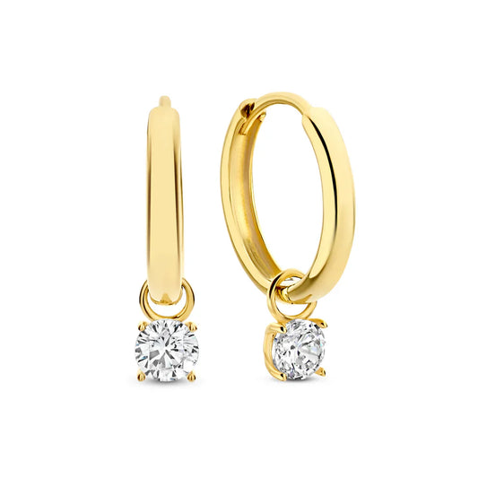 Larmes de Lune Stone Hoop Earrings | Gold 14k