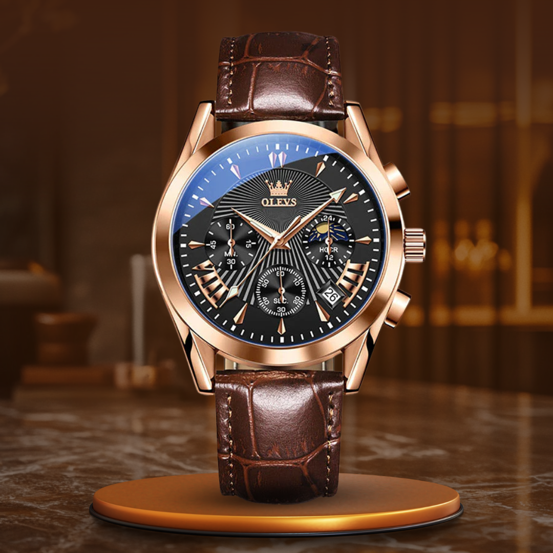 Quartz Watch with Genuine Leather Band