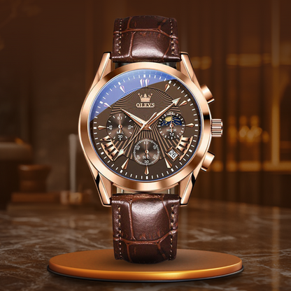 Quartz Watch with Genuine Leather Band