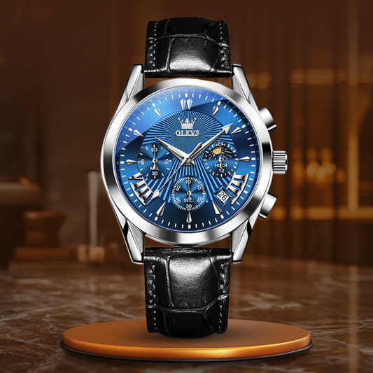 Quartz Watch with Genuine Leather Band