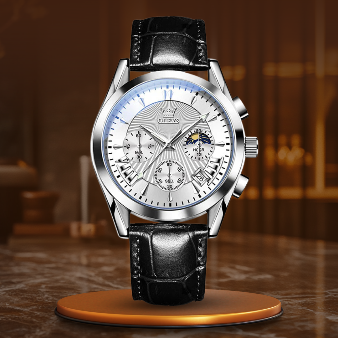 Quartz Watch with Genuine Leather Band