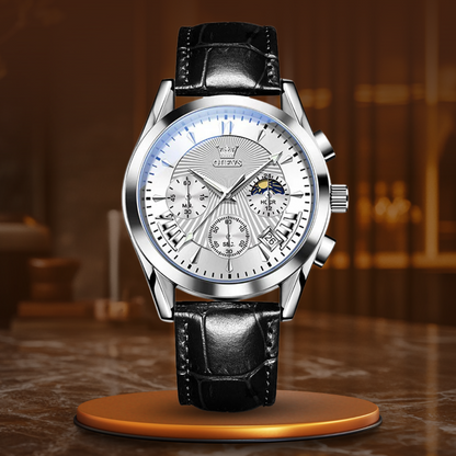 Quartz Watch with Genuine Leather Band