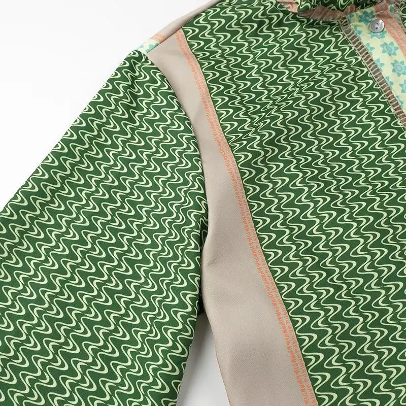 Selene | Cotton Linen Green Print Dress