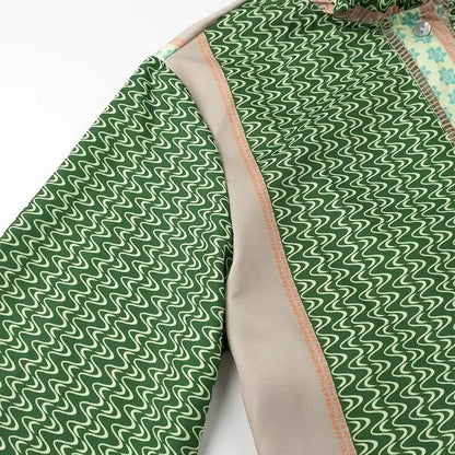 Selene | Cotton Linen Green Print Dress