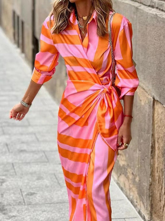 Camille | Striped Luxe Shirt Dress