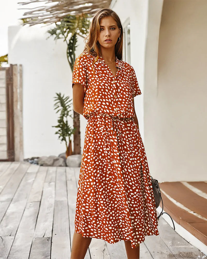 Florienne™ Vintage Waist-Tie Shirt Dress