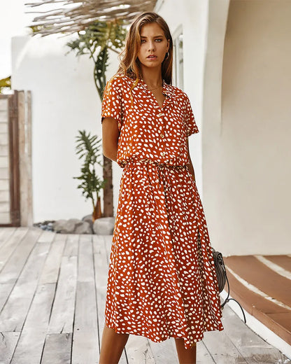 Florienne™ Vintage Waist-Tie Shirt Dress