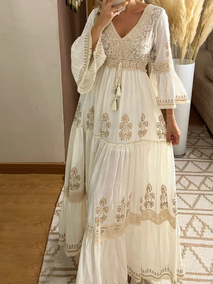 Alora - Classic Long Sleeve Maxi Dress