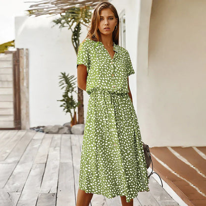 Florienne™ Vintage Waist-Tie Shirt Dress