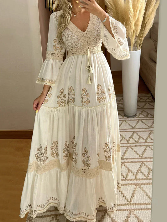 Alora - Classic Long Sleeve Maxi Dress