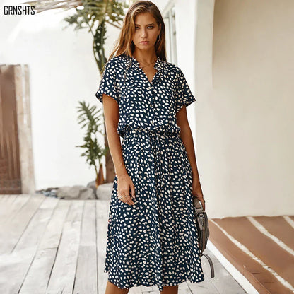 Florienne™ Vintage Waist-Tie Shirt Dress