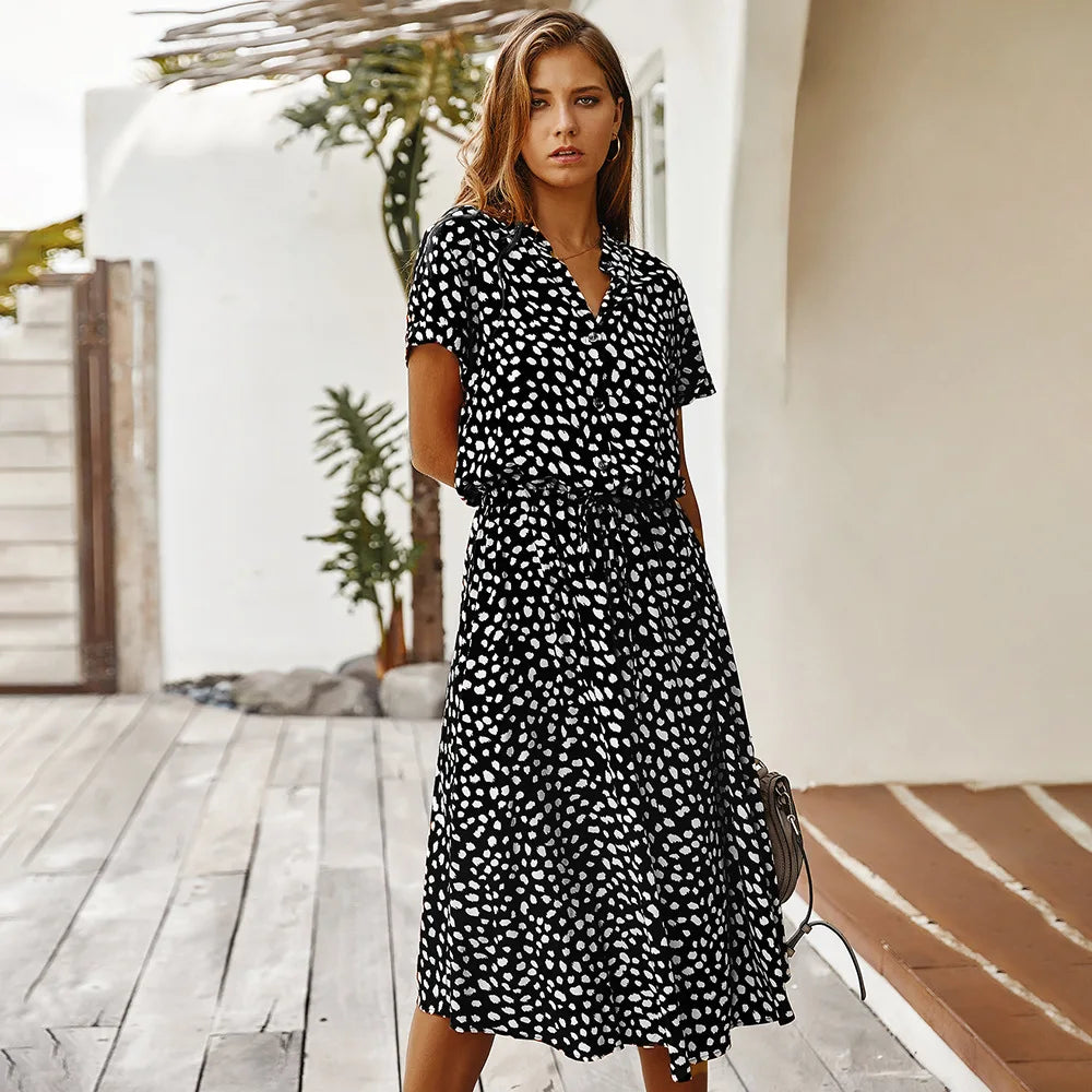 Florienne™ Vintage Waist-Tie Shirt Dress