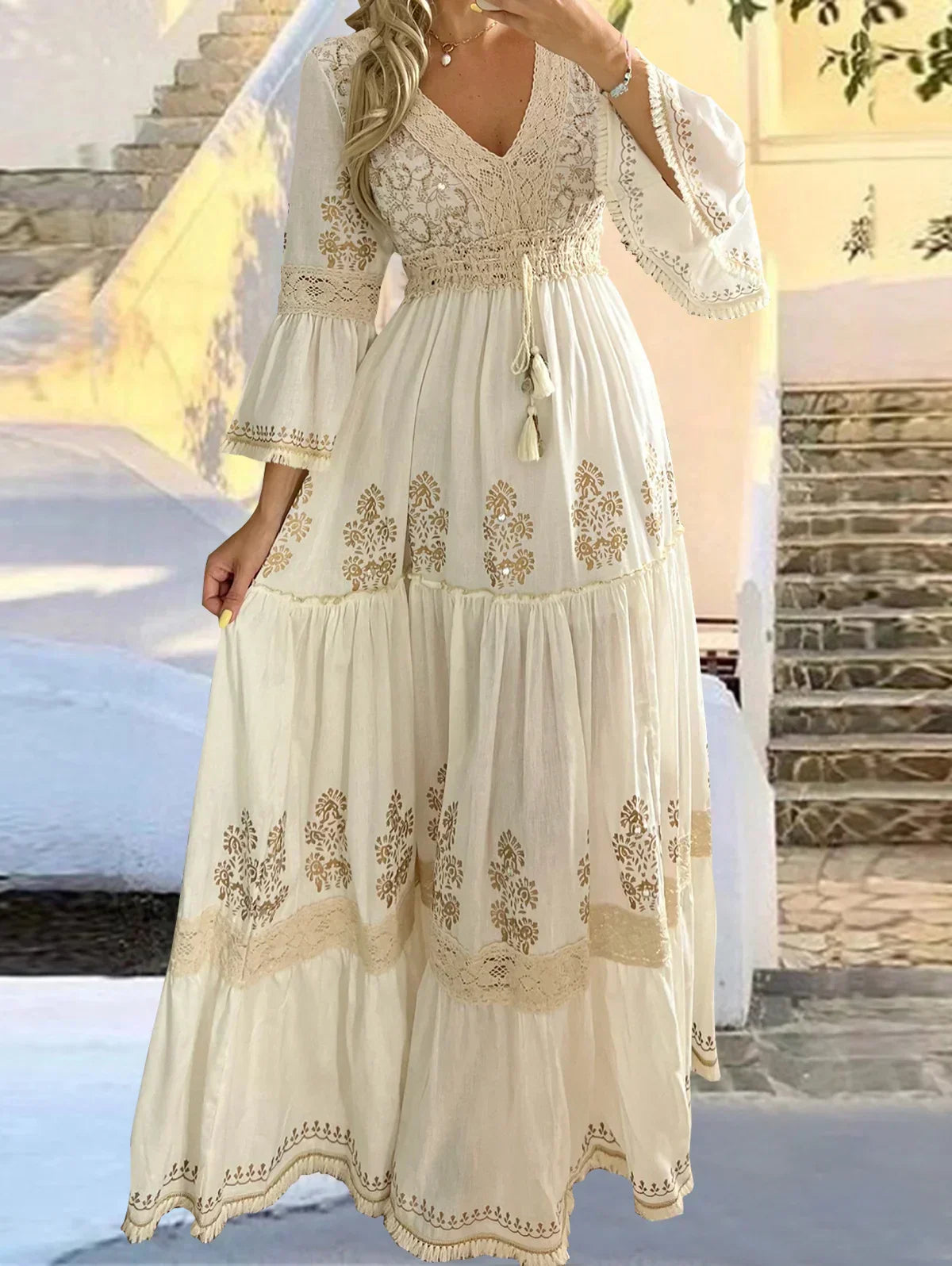 Alora - Classic Long Sleeve Maxi Dress