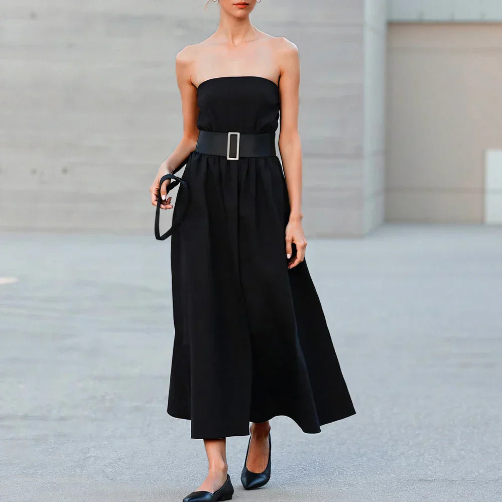 Yuna | Off-Shoulder Bubble Sleeve Midi Dress